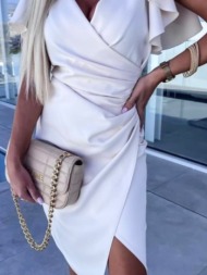 φόρεμα mini κοντομάνικο κρουαζέ - white (λευκό)