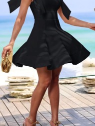 φόρεμα mini αμάνικο με φιόγκο - black (μαύρο)