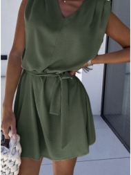 φόρεμα mini αμάνικο με βάτες - olive branch (χακί)