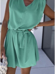 φόρεμα mini αμάνικο με βάτες - mineral green (βεραμάν)
