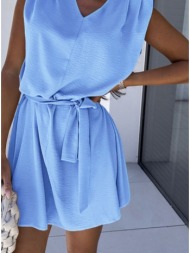 φόρεμα mini αμάνικο με βάτες - sky blue (σιέλ)