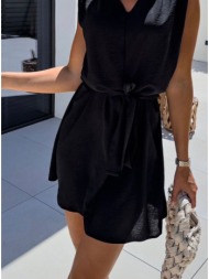 φόρεμα mini αμάνικο με βάτες - black (μαύρο)