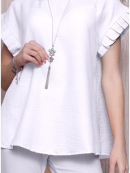μπλούζα κοντομάνικη με κολιέ - white (λευκό)