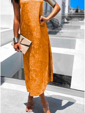 φόρεμα midi με ανάγλυφα σχέδια - orange peel (πορτοκαλί) σε προσφορά