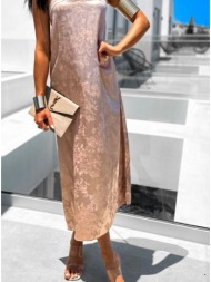 φόρεμα midi με ανάγλυφα σχέδια - beige (μπεζ)