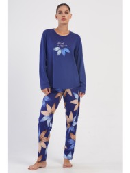 vienetta γυναικεία χειμερινή βαμβακερή πυτζάμα με τύπωμα plus size (5xl-7xl)-403292