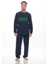 galaxy ανδρική χειμερινή πυτζάμα με ρίγα στην μπλούζα-plus size (4xl-6xl)-798-25a