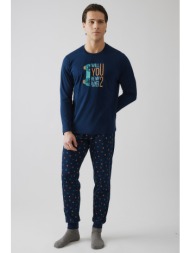 minerva ανδρική χειμερινή βαμβακερή πυτζάμα `will you be my player`-71262-100