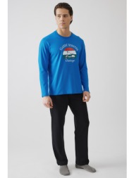 minerva ανδρική χειμερινή βαμβακερή πυτζάμα με τύπωμα-71277-314