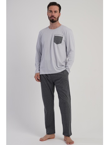 vienetta man ανδρική χειμερινή βαμβακερή πυτζάμα με ριγέ σε προσφορά
