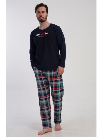 vienettaman ανδρική χειμερινή βαμβακερή πυτζάμα με καρό σε προσφορά