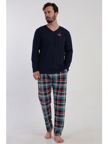 vienetta man ανδρικη χειμερινή βαμβακερή πυτζάμα με v σε προσφορά