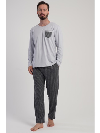 vienetta man ανδρική χειμερινή βαμβακερή πυτζάμα με ριγέ σε προσφορά