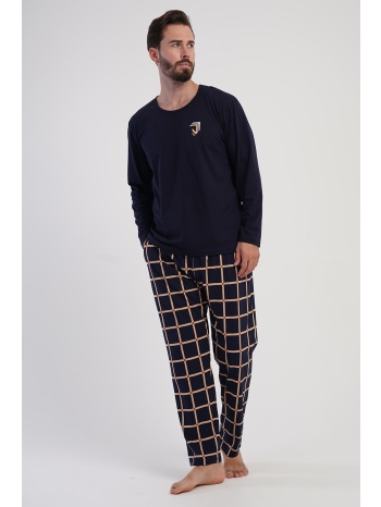 vienetta man ανδρική χειμερινή βαμβακερή πυτζάμα με καρό σε προσφορά