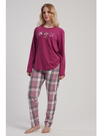 vienetta γυναικεία χειμερινή βαμβακερή πυτζάμα με καρό σε προσφορά