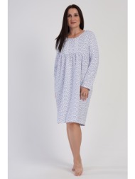 vienetta γυναικείο χειμερινό βαμβακερό νυχτικό φουτερ με πατιλέτα plus size (1xl-4xl)-161706
