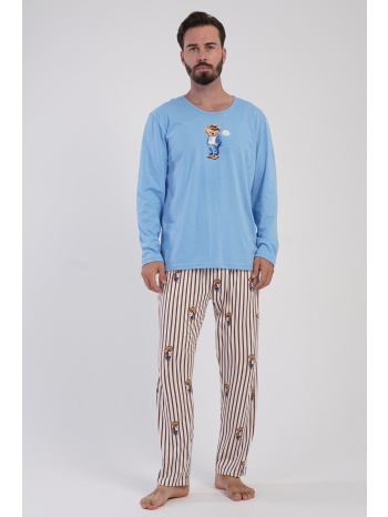 vienetta man ανδρική χειμερινή βαμβακερή πυτζάμα με ριγέ σε προσφορά