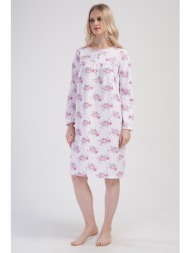 vienetta γυναικείο χειμερινό βαμβακερό νυχτικό φουτερ με πατιλέτα plus size (1xl-4xl)-161704a