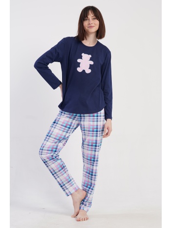 vienetta γυναικεία χειμερινή βαμβακερή πυτζάμα με καρό σε προσφορά
