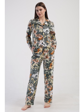 vienetta γυναικεία χειμερινή βαμβακερή κουμπωτή πυτζάμα σε προσφορά