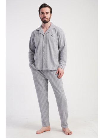 vienetta man ανδρική χειμερινή πυτζάμα φούτερ κουμπωτή με σε προσφορά