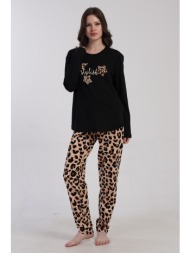 vienetta γυναικεία χειμερινή βαμβακερή πυτζάμα με εμπριμέ παντελόνι plus size (1xl-4xl)-503298