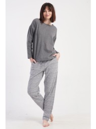 vienetta γυναικεία χειμερινή πυτζάμα φούτερ με καρό παντελόνι plus size(1xl-4xl)-501010