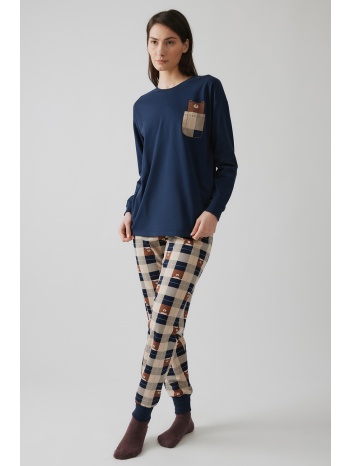 minerva γυναικεία χειμερινή βαμβακερή φούτερ πυτζάμα με