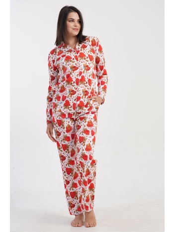 vienetta γυναικεία χειμερινή βαμβακερή κουμπωτή πυτζάμα με σε προσφορά