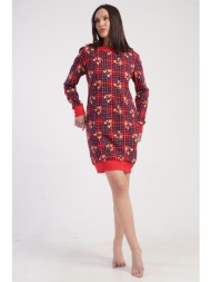 vienetta γυναικείο χειμερινό βαμβακερό νυχτικό φούτερ καρό-501050