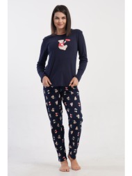 vienetta γυναικεία χειμερινή βαμβακερή πυτζάμα με εμπριμέ παντελόνι-503059