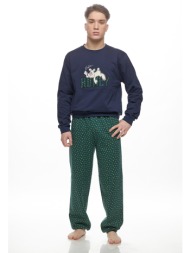 galaxy ανδρική χειμερινή βαμβακερή πυτζάμα φούτερ με τύπωμα-801-25
