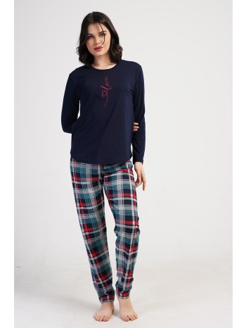 vienetta γυναικεία χειμερινή βαμβακερή πυτζάμα με καρό