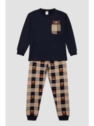 minerva unisex παιδική χειμερινή βαμβακερή φούτερ πυτζάμα με τύπωμα-62454-100