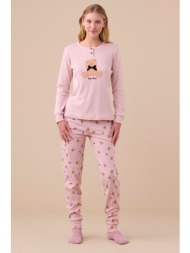 noidinotte γυναικεία χειμερινή πυτζάμα με πατιλέτα και εμπριμέ παντελόνι-fa9251
