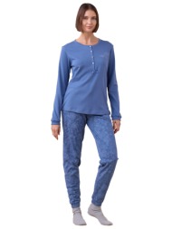 noidinotte γυναικεία χειμερινή πυτζάμα με πατιλέτα και εμπριμέ παντελόνι-fa9269