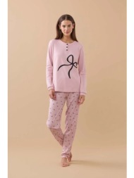 noidinotte γυναικεία χειμερινή πυτζάμα με πατιλέτα και εμπριμέ παντελόνι-fa9250
