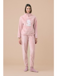 noidinotte γυναικεία χειμερινή πυτζάμα πολυτελείας μπουκλέ με πατιλέτα-fa9377