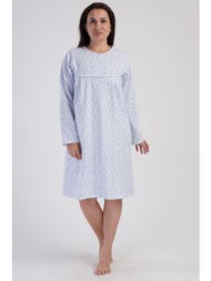 vienetta γυναικείο χειμερινό βαμβακερό νυχτικό φουτερ με πατιλέτα plus size (1xl-4xl)-161703