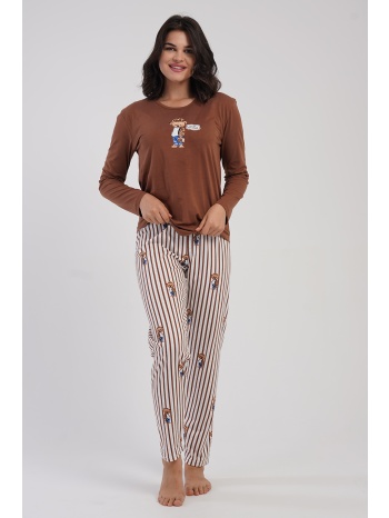 vienetta γυναικεία χειμερινή βαμβακερή πυτζάμα με ριγέ σε προσφορά