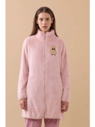 noidinotte γυναικεία ρόμπα πολυτελείας μπουκλέ με φερμουάρ-ge3008