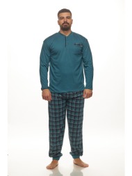 ανδρική χειμερινή πυτζάμα με πατιλέτα και καρό παντελόνι-πλφ312