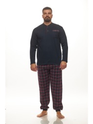 ανδρική χειμερινή πυτζάμα με πατιλέτα και καρό παντελόνι-πλφ313