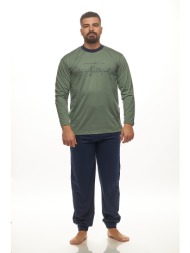 ανδρική χειμερινή πυτζάμα με τύπωμα και μονόχρωμο παντελόνι-πλφ310