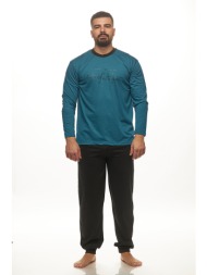 ανδρική χειμερινή πυτζάμα με τύπωμα και μονόχρωμο παντελόνι-πλφ311