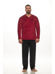 zaboo ανδρική χειμερινή βελούδινη πυτζάμα με v λαιμόκοψη-zb1133