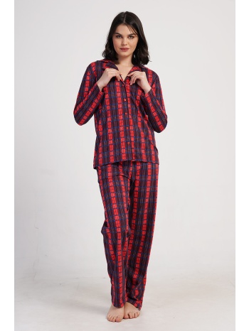 vienetta γυναικεία χειμερινή βαμβακερή κουμπωτή πυτζάμα σε προσφορά