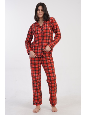 vienetta γυναικεία χειμερινή κουμπωτή πυτζάμα καρό με σε προσφορά