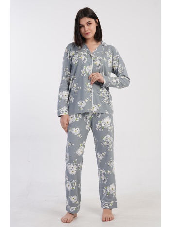 vienetta γυναικεία χειμερινή κουμπωτή πυτζάμα floral με σε προσφορά