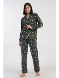 vienetta γυναικεία χειμερινή κουμπωτή πυτζάμα floral με γιακά-161793